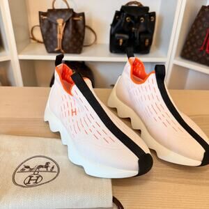 Hermes Women's Eclair Sneakers Knit Fabric Size 36